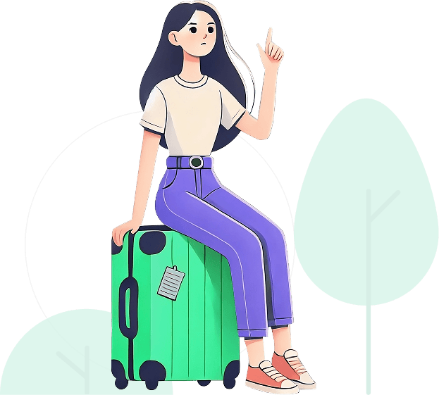 Девушка на чемодане предлагает выбрать основание для легализации
